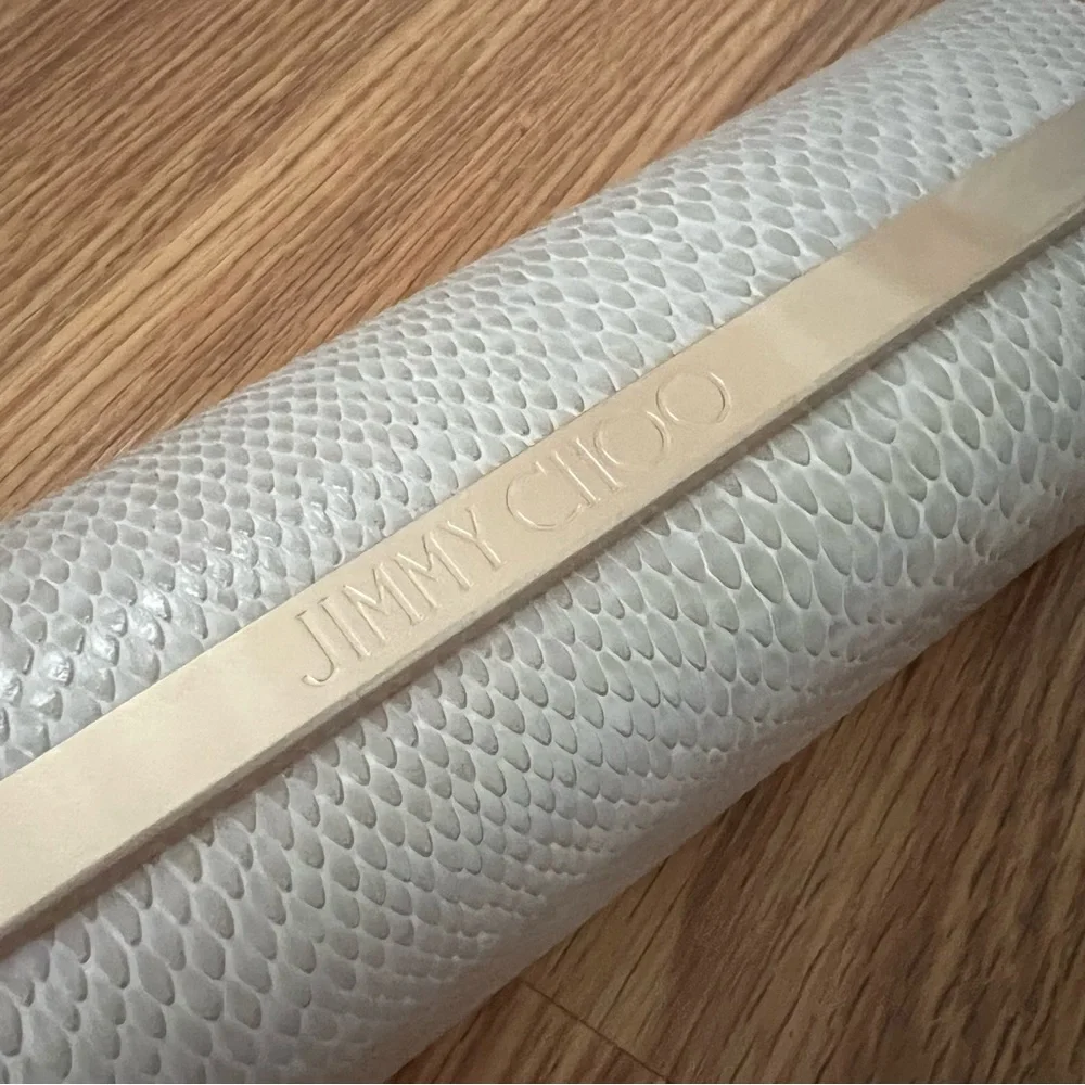Jimmy Choo gray Faux Snakeskin embossed Hardshell Glasses‎ Case